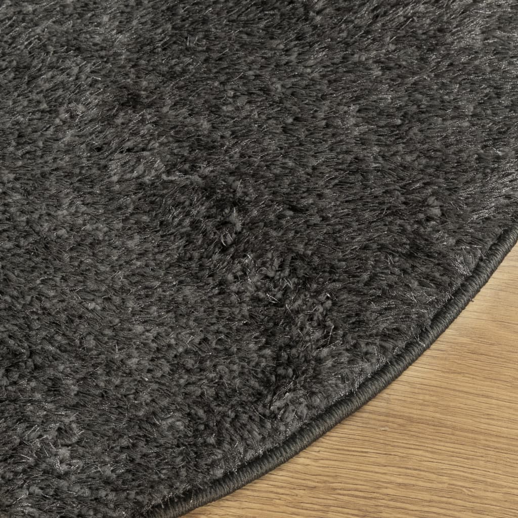 vidaXL Teppich ISTAN Hochflor Glänzend Anthrazit Ø 200 cm