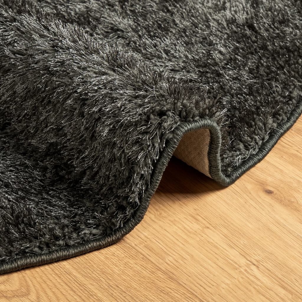 vidaXL Teppich ISTAN Hochflor Glänzend Anthrazit Ø 200 cm