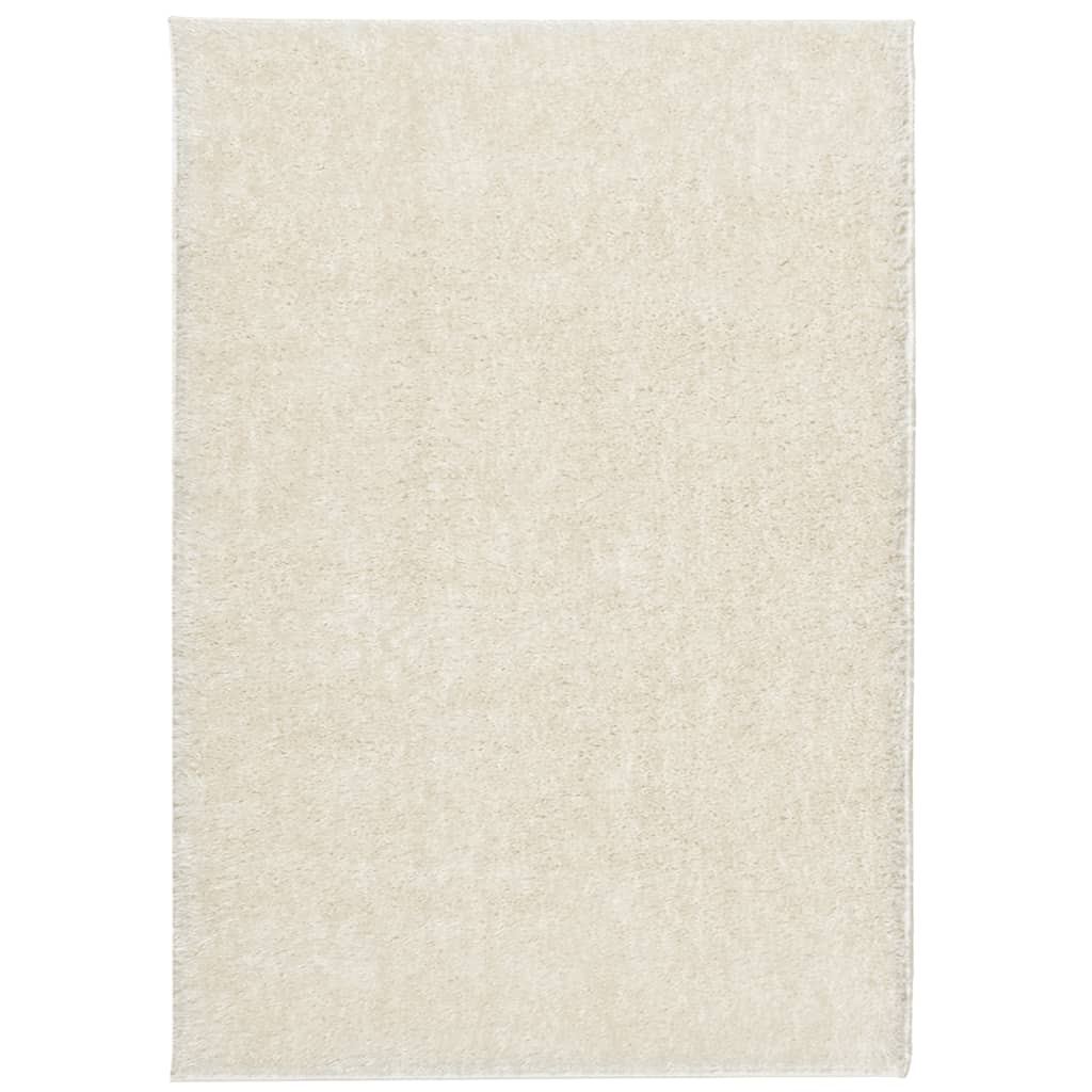 vidaXL Teppich ISTAN Hochflor Glänzend Creme 140x200 cm