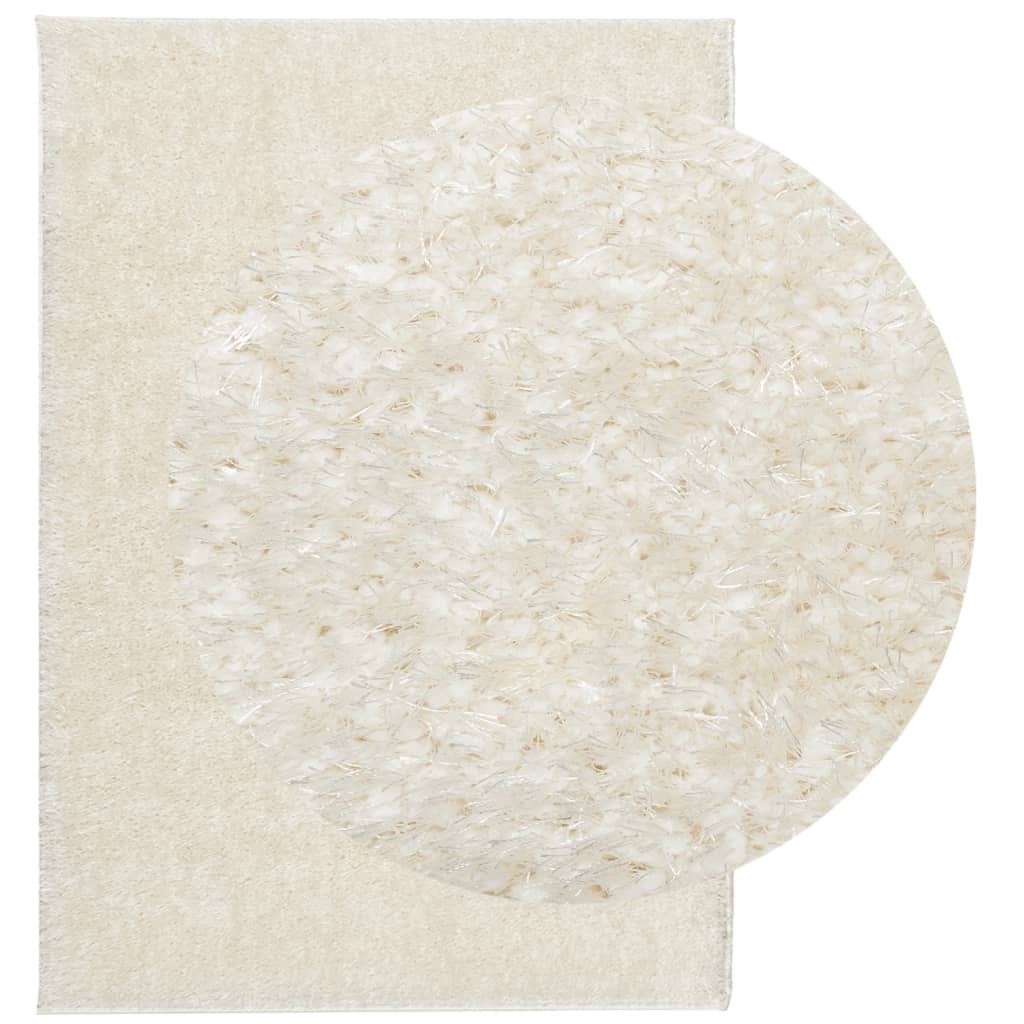 vidaXL Teppich ISTAN Hochflor Glänzend Creme 140x200 cm