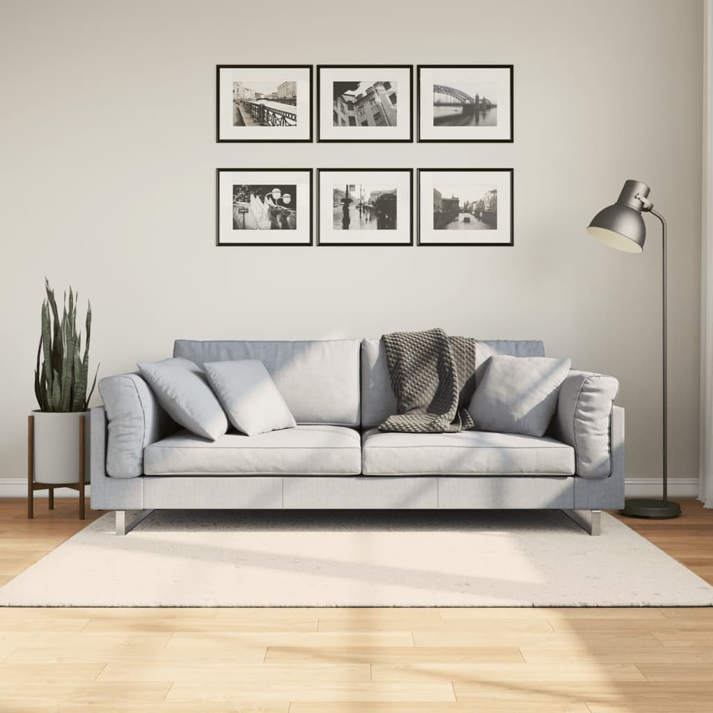 vidaXL Teppich ISTAN Hochflor Glänzend Creme 140x200 cm