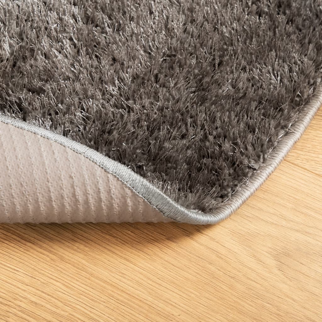 vidaXL Tapis à poils longs ISTAN Brillant Gris Ø 80 cm