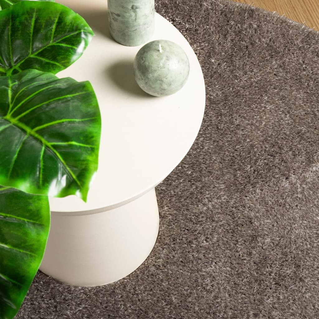 vidaXL Tapis à poils longs ISTAN Brillant Gris Ø 80 cm