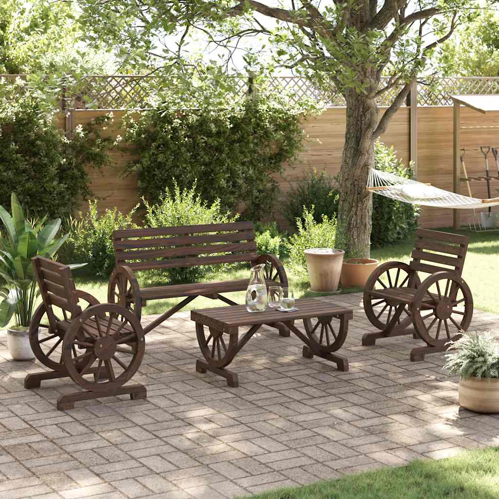 vidaXL Salon de jardin 4 pcs Bois de sapin massif