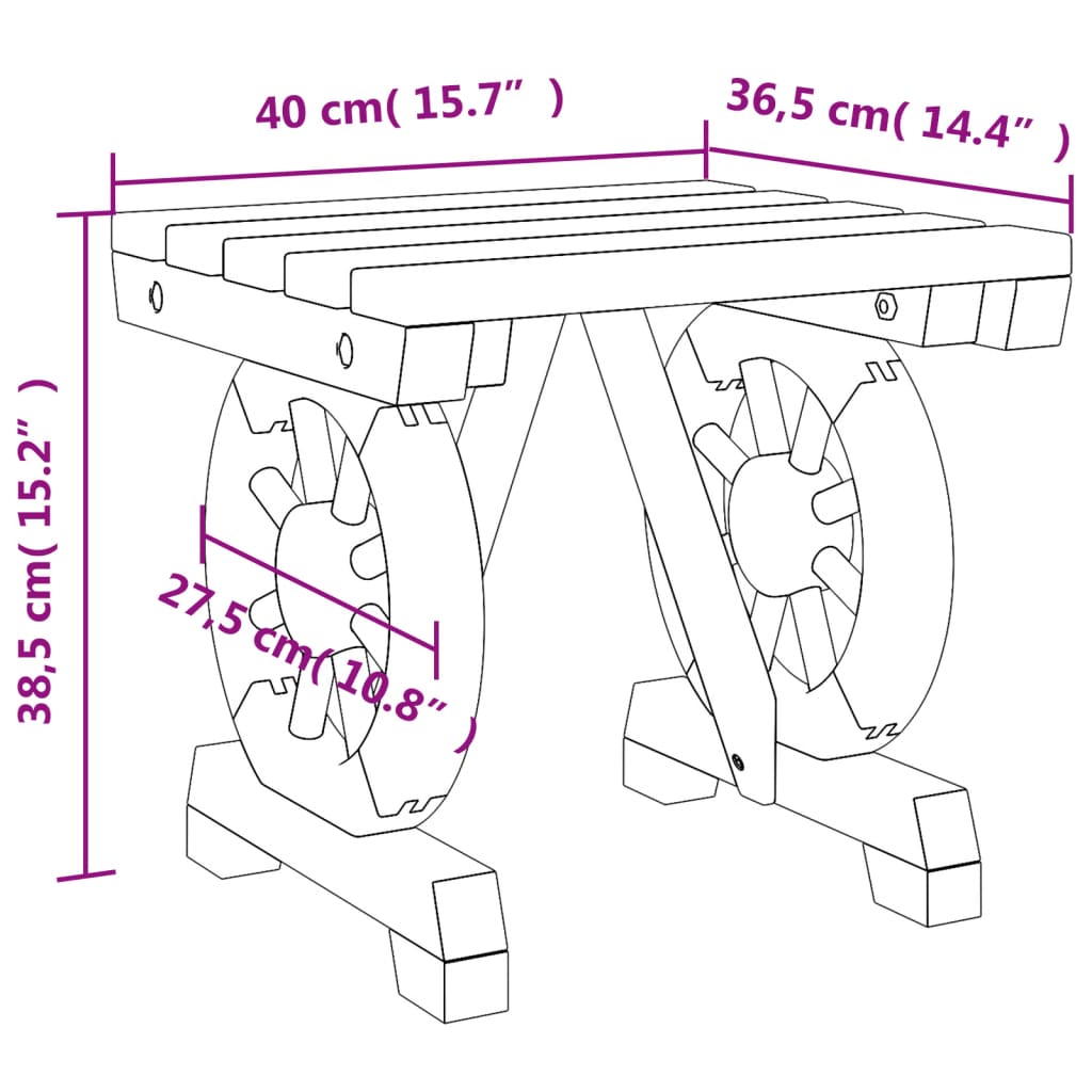 vidaXL Repose-pieds de jardin 2 pcs Bois de sapin massif