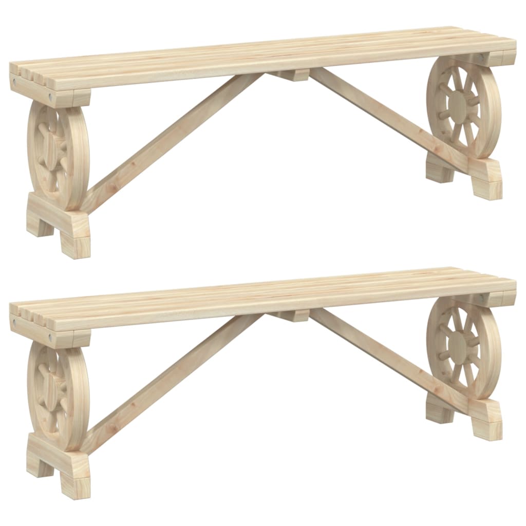 vidaXL Bancs de jardin 2 pcs Bois de sapin massif