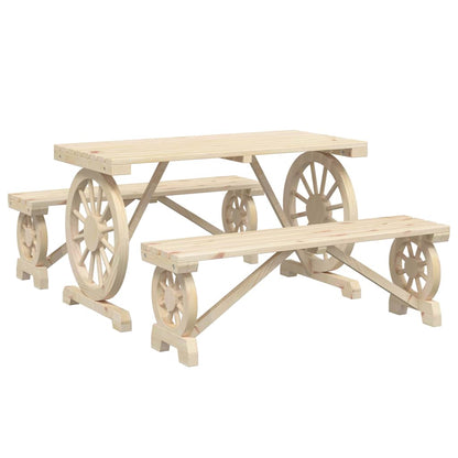 3-tlg. Garten-Essgruppe Massivholz Tanne