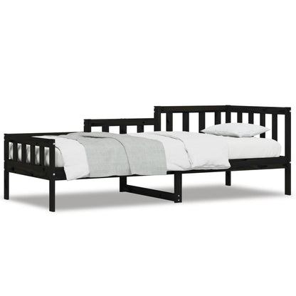 vidaXL Lit de repos noir 90x190 cm en bois de pin massif