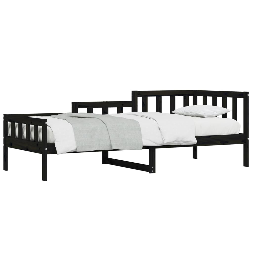 vidaXL Lit de repos noir 90x190 cm en bois de pin massif