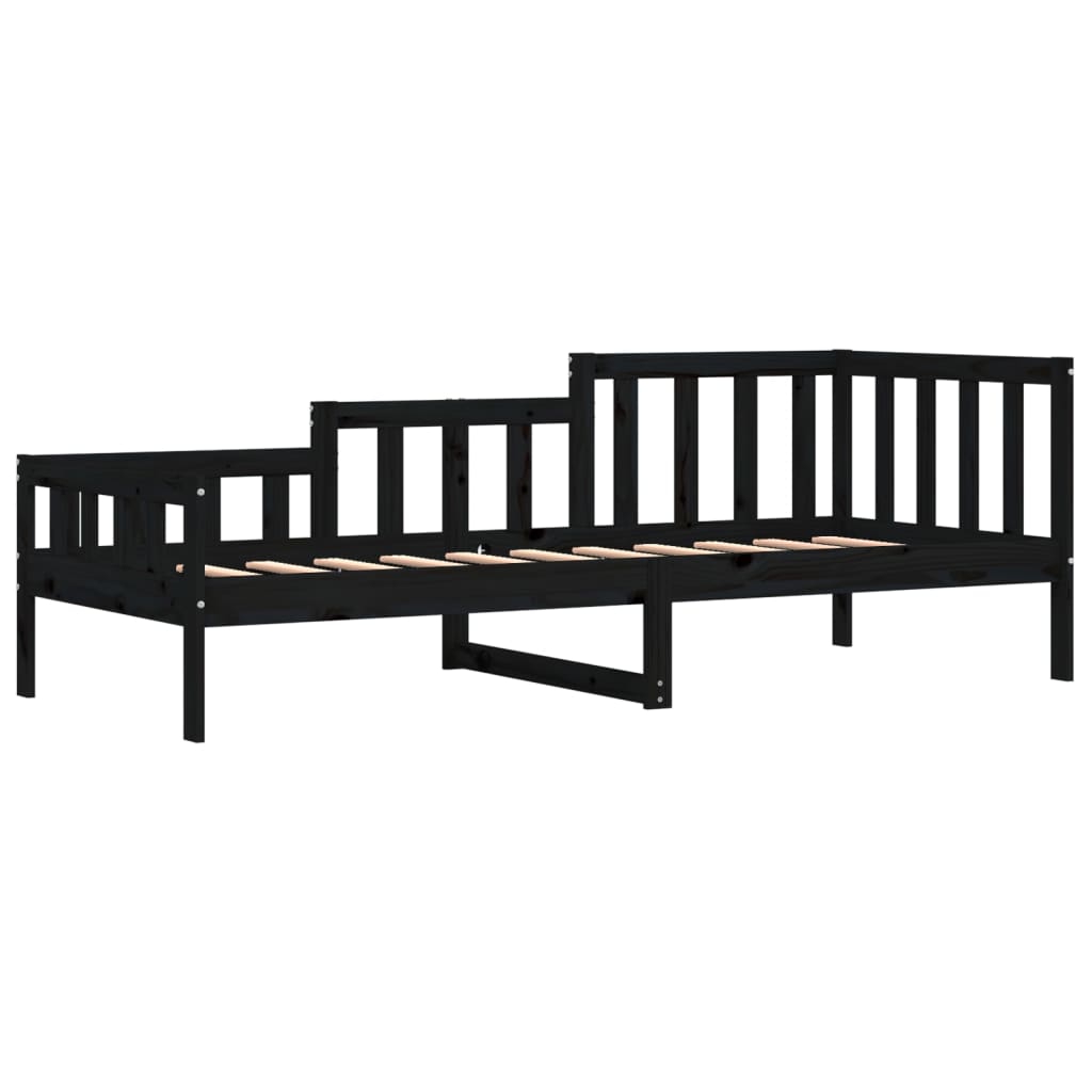 vidaXL Lit de repos noir 90x190 cm en bois de pin massif