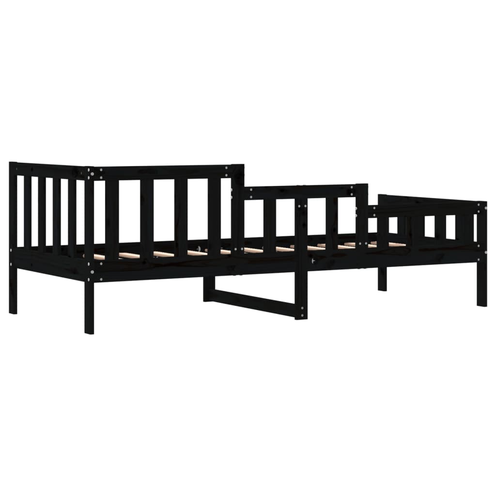 vidaXL Lit de repos noir 90x190 cm en bois de pin massif