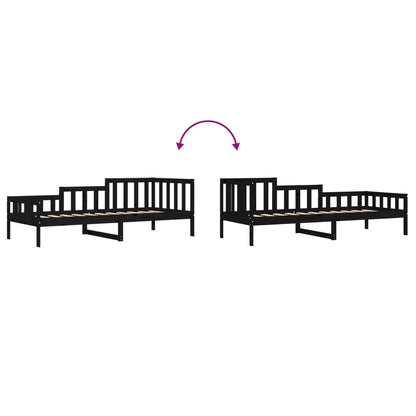 vidaXL Lit de repos noir 90x190 cm en bois de pin massif