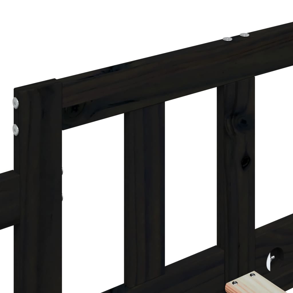 vidaXL Lit de repos noir 90x190 cm en bois de pin massif