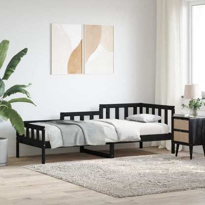 vidaXL Lit de repos noir 90x190 cm en bois de pin massif