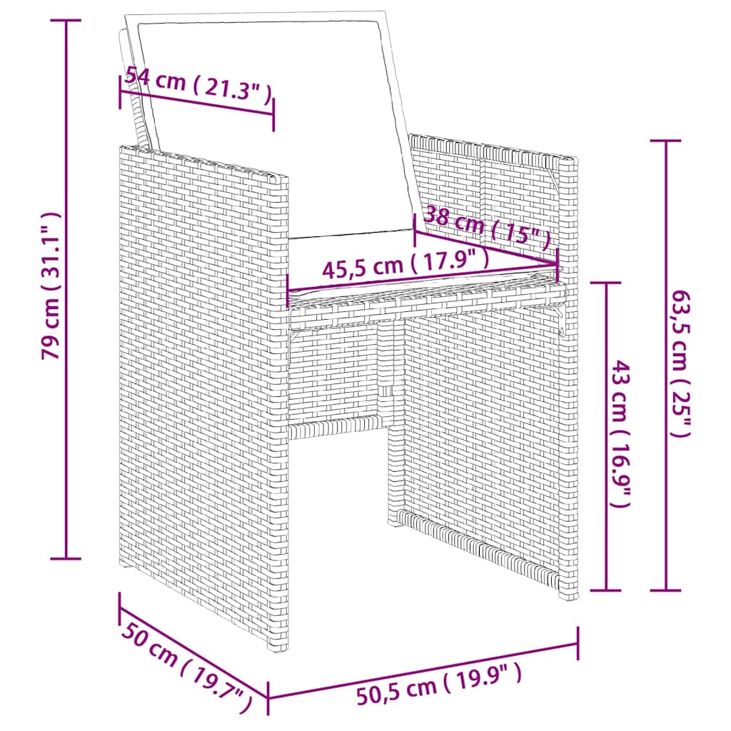 vidaXL Gartenstühle mit Kissen 4 Stk. Grau Poly Rattan