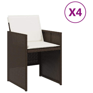 vidaXL Gartenstühle mit Kissen 4 Stk. Braun Poly Rattan