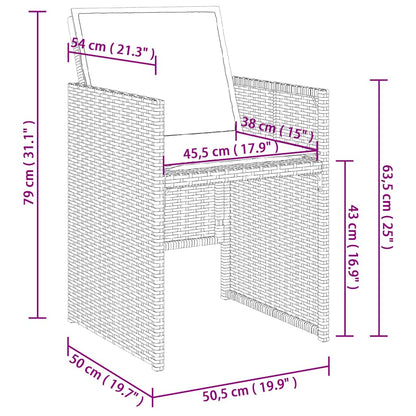 vidaXL Gartenstühle mit Kissen 4 Stk. Braun Poly Rattan