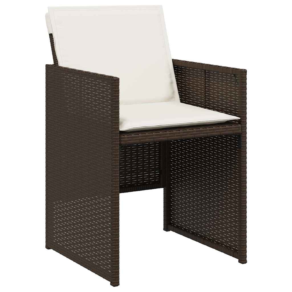 vidaXL Gartenstühle mit Kissen 4 Stk. Braun Poly Rattan