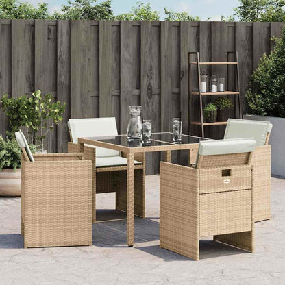 vidaXL Gartenstühle mit Kissen 4 Stk. Beige Poly Rattan