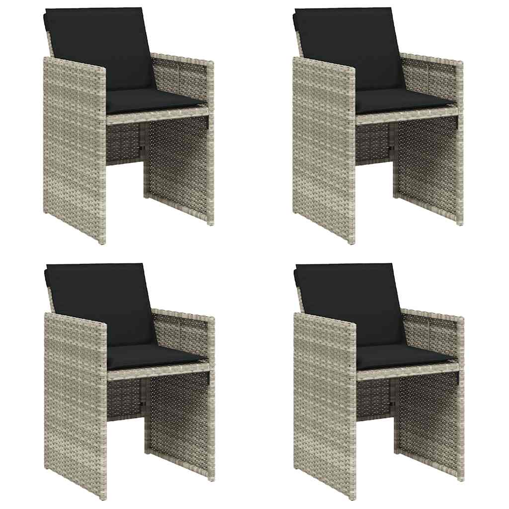 vidaXL Chaises de jardin avec coussins 4 pcs Gris clair Résine tressée