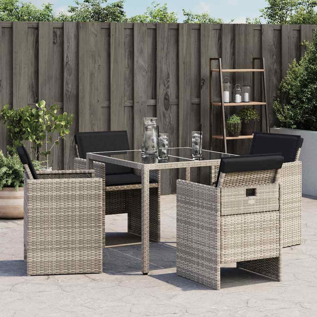 vidaXL Chaises de jardin avec coussins 4 pcs Gris clair Résine tressée