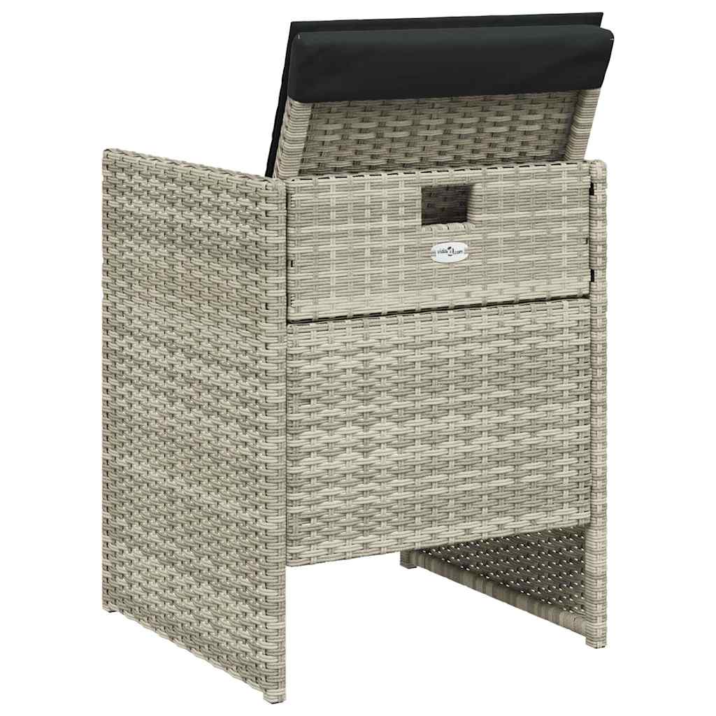 vidaXL Chaises de jardin avec coussins 4 pcs Gris clair Résine tressée