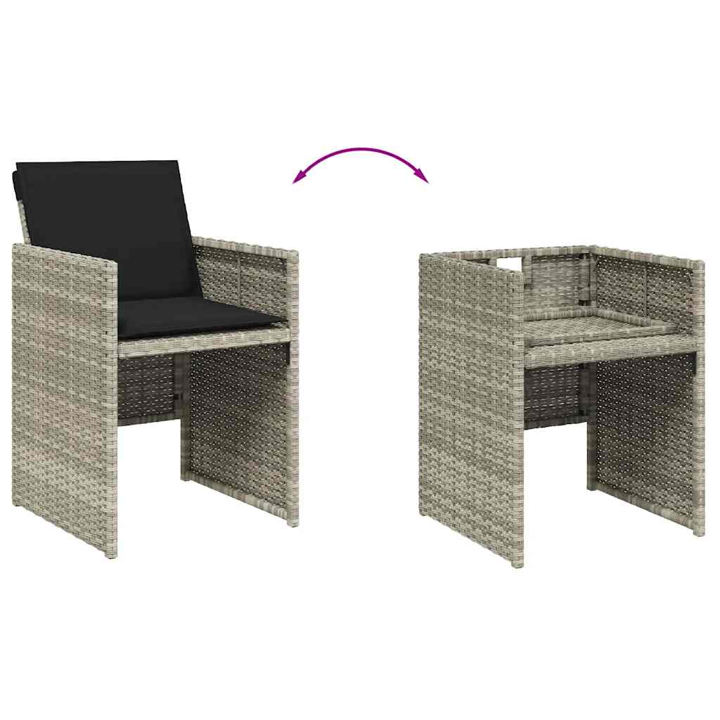 vidaXL Chaises de jardin avec coussins 4 pcs Gris clair Résine tressée