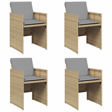 vidaXL Gartenstühle mit Kissen 4 Stk. Beigemischung Poly Rattan