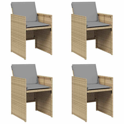 vidaXL Gartenstühle mit Kissen 4 Stk. Beigemischung Poly Rattan