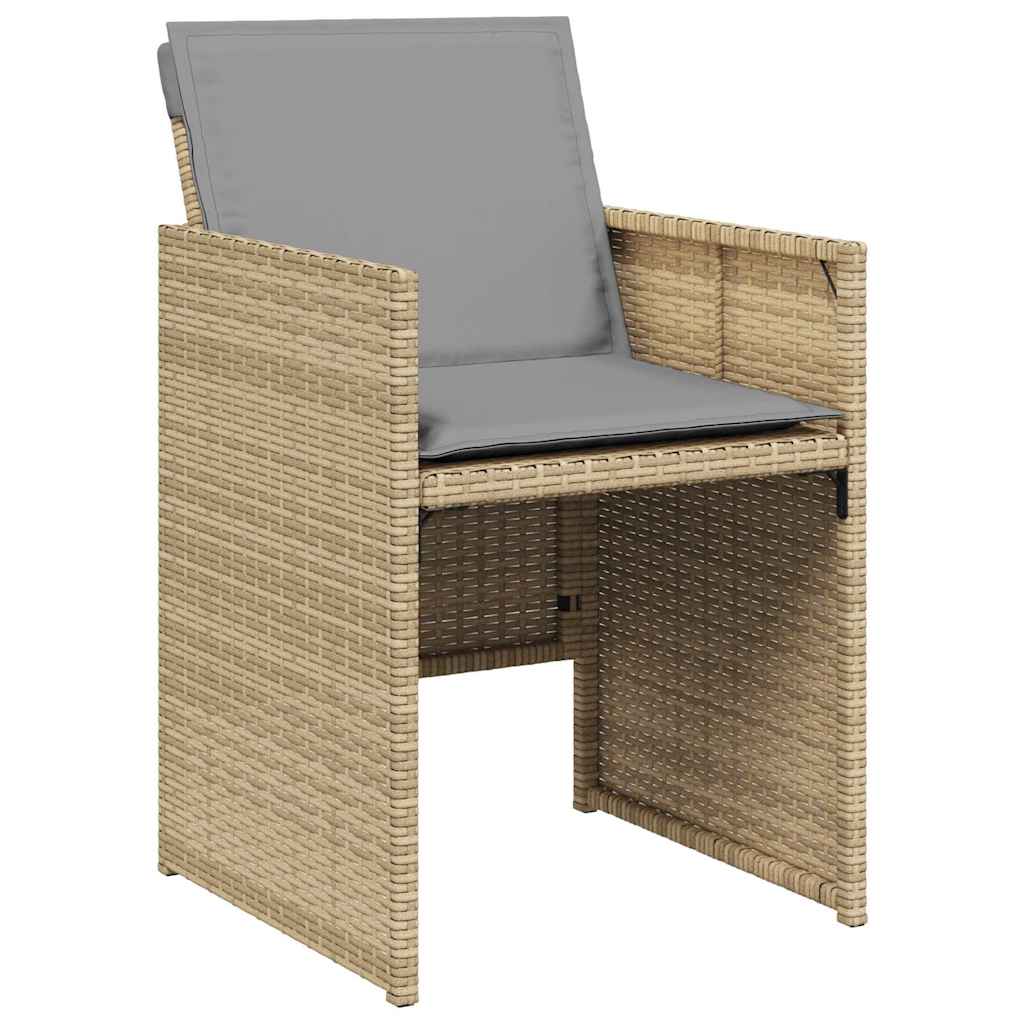 vidaXL Gartenstühle mit Kissen 4 Stk. Beigemischung Poly Rattan