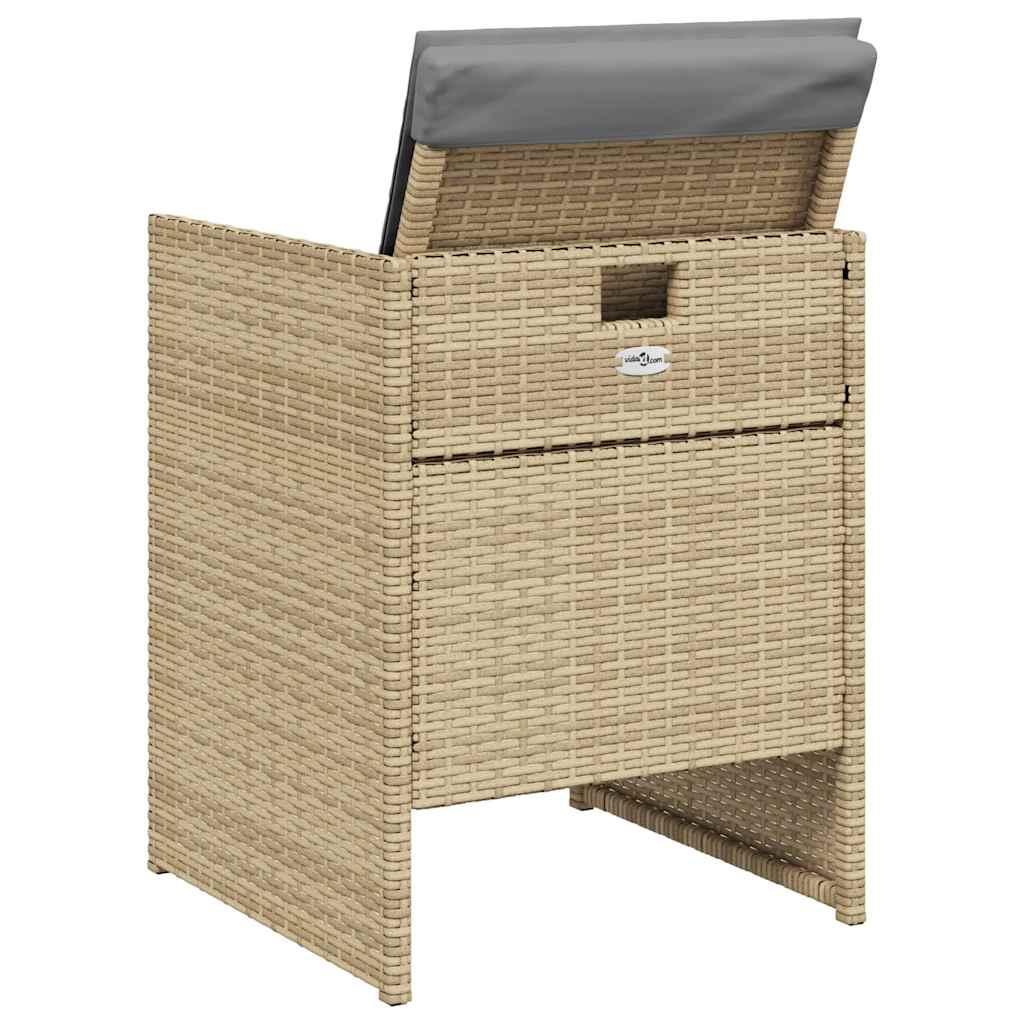 vidaXL Gartenstühle mit Kissen 4 Stk. Beigemischung Poly Rattan