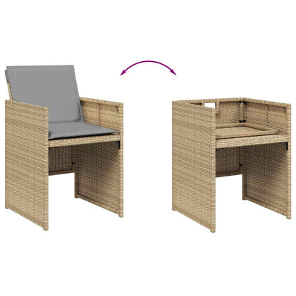 vidaXL Gartenstühle mit Kissen 4 Stk. Beigemischung Poly Rattan