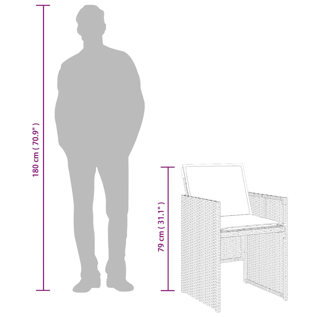 vidaXL Gartenstühle mit Kissen 4 Stk. Beigemischung Poly Rattan