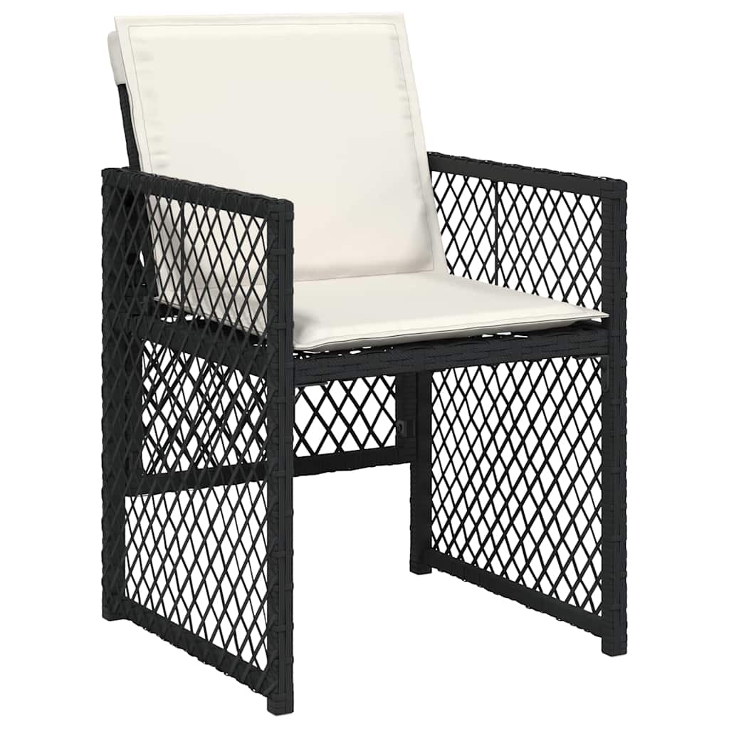 vidaXL Gartenstühle mit Kissen 4 Stk. Schwarz Poly Rattan