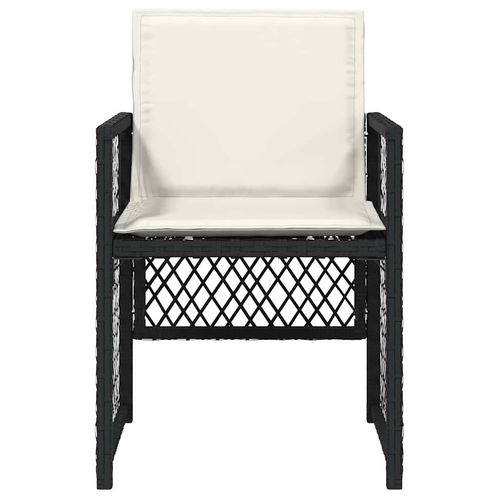 vidaXL Gartenstühle mit Kissen 4 Stk. Schwarz Poly Rattan