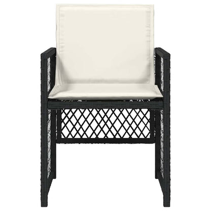 vidaXL Gartenstühle mit Kissen 4 Stk. Schwarz Poly Rattan