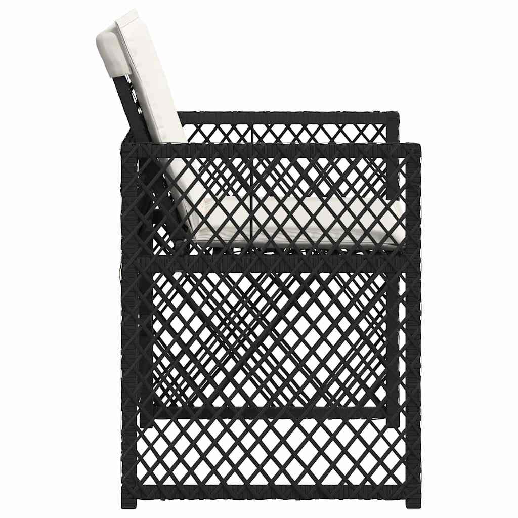 vidaXL Gartenstühle mit Kissen 4 Stk. Schwarz Poly Rattan