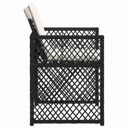 vidaXL Gartenstühle mit Kissen 4 Stk. Schwarz Poly Rattan