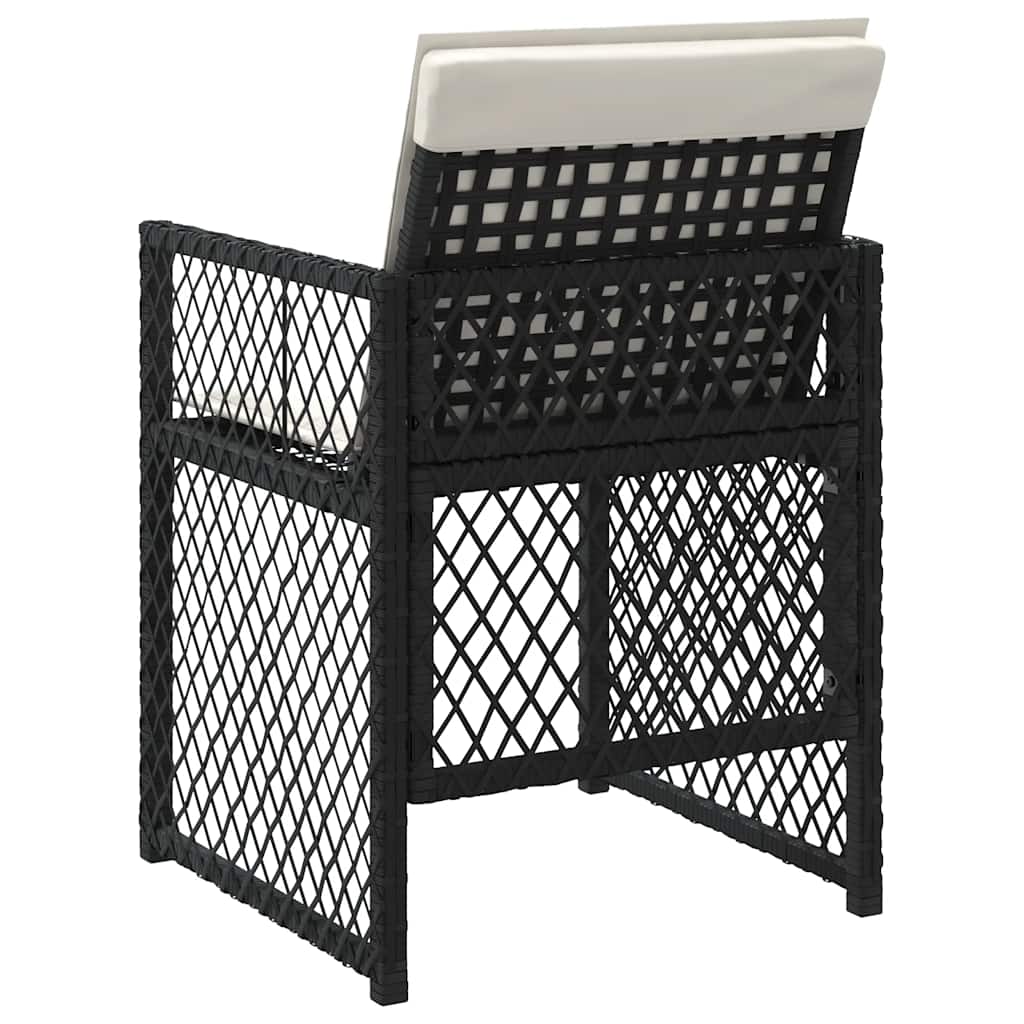 vidaXL Gartenstühle mit Kissen 4 Stk. Schwarz Poly Rattan