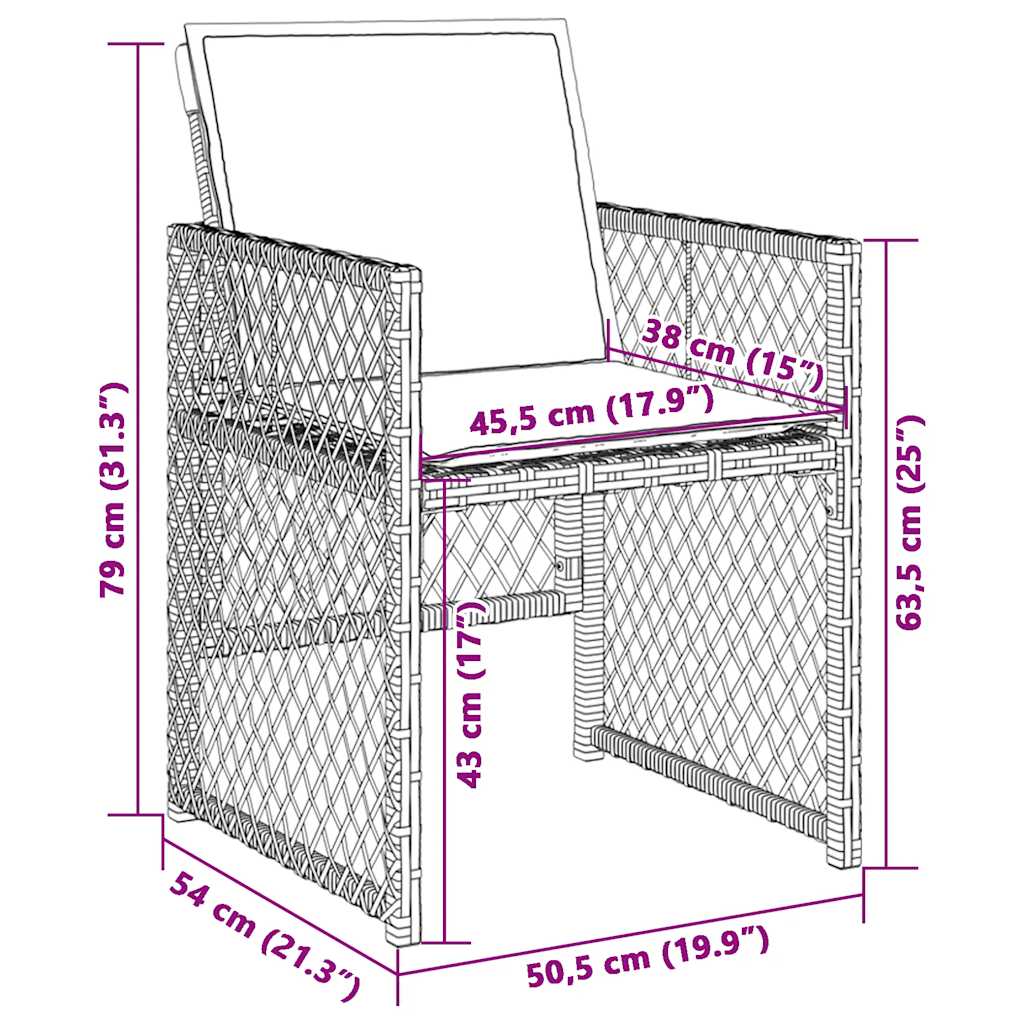 vidaXL Gartenstühle mit Kissen 4 Stk. Schwarz Poly Rattan