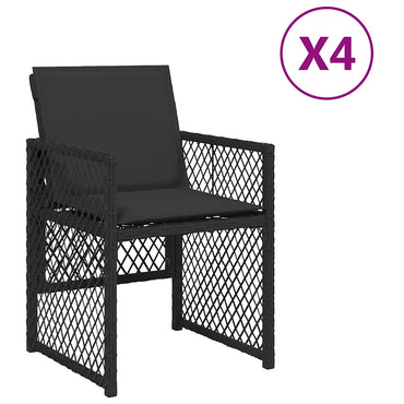 vidaXL Gartenstühle mit Kissen 4 Stk. Schwarz Poly Rattan