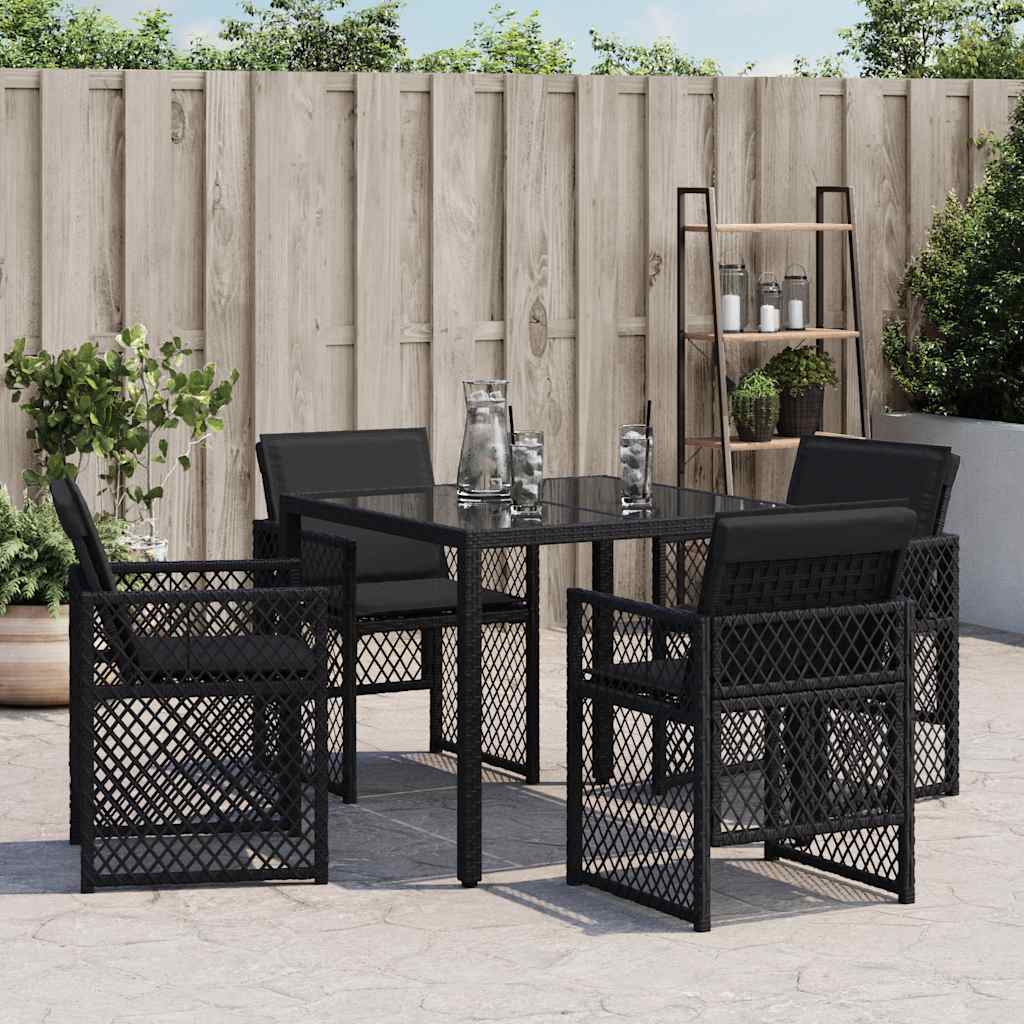 Gartenstühle mit Kissen 4 Stk. Schwarz Poly Rattan