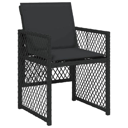 vidaXL Gartenstühle mit Kissen 4 Stk. Schwarz Poly Rattan