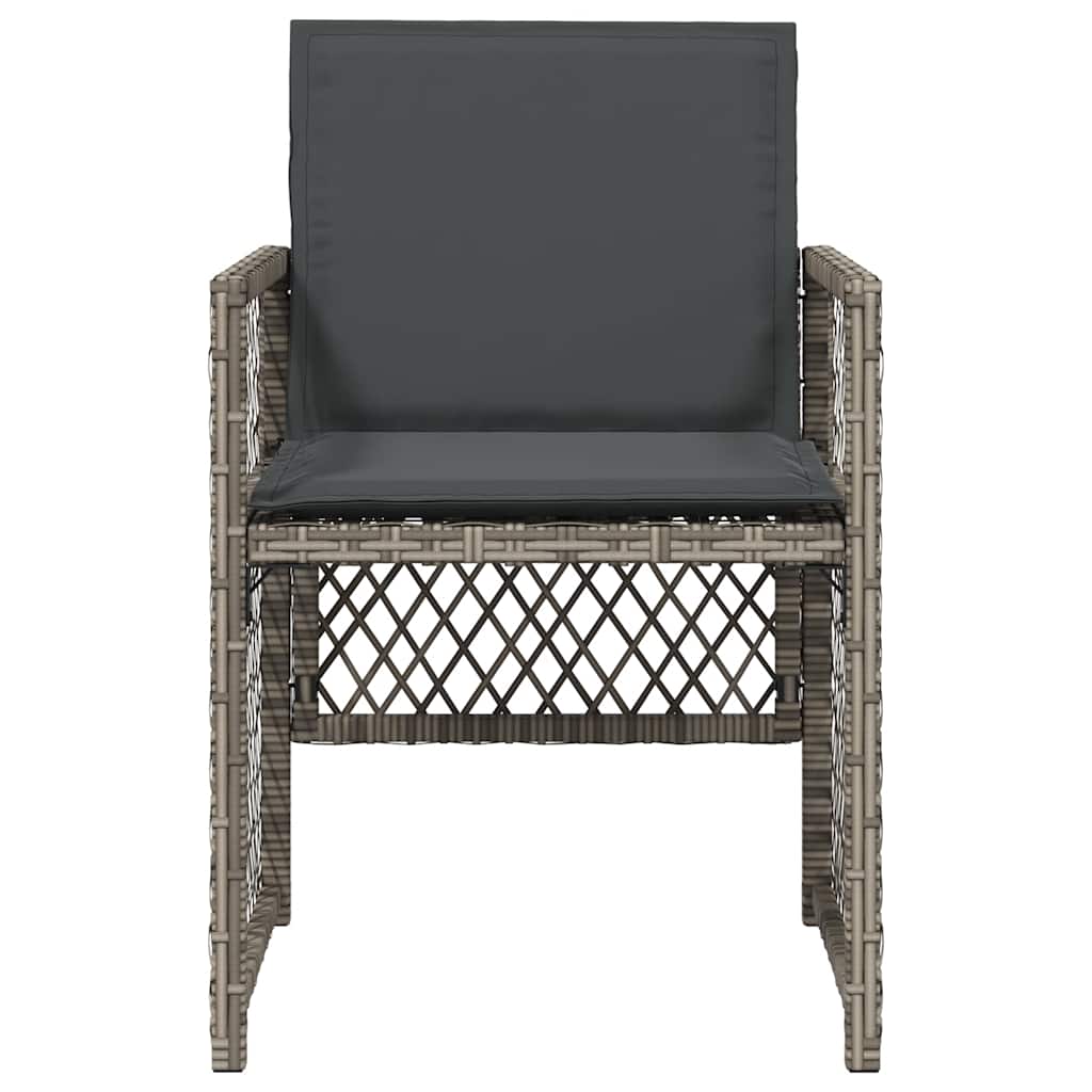 vidaXL Gartenstühle mit Kissen 4 Stk. Grau Poly Rattan