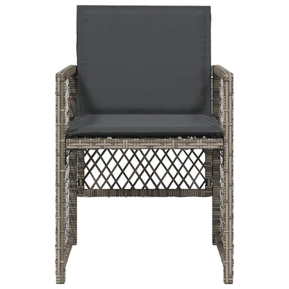 vidaXL Gartenstühle mit Kissen 4 Stk. Grau Poly Rattan