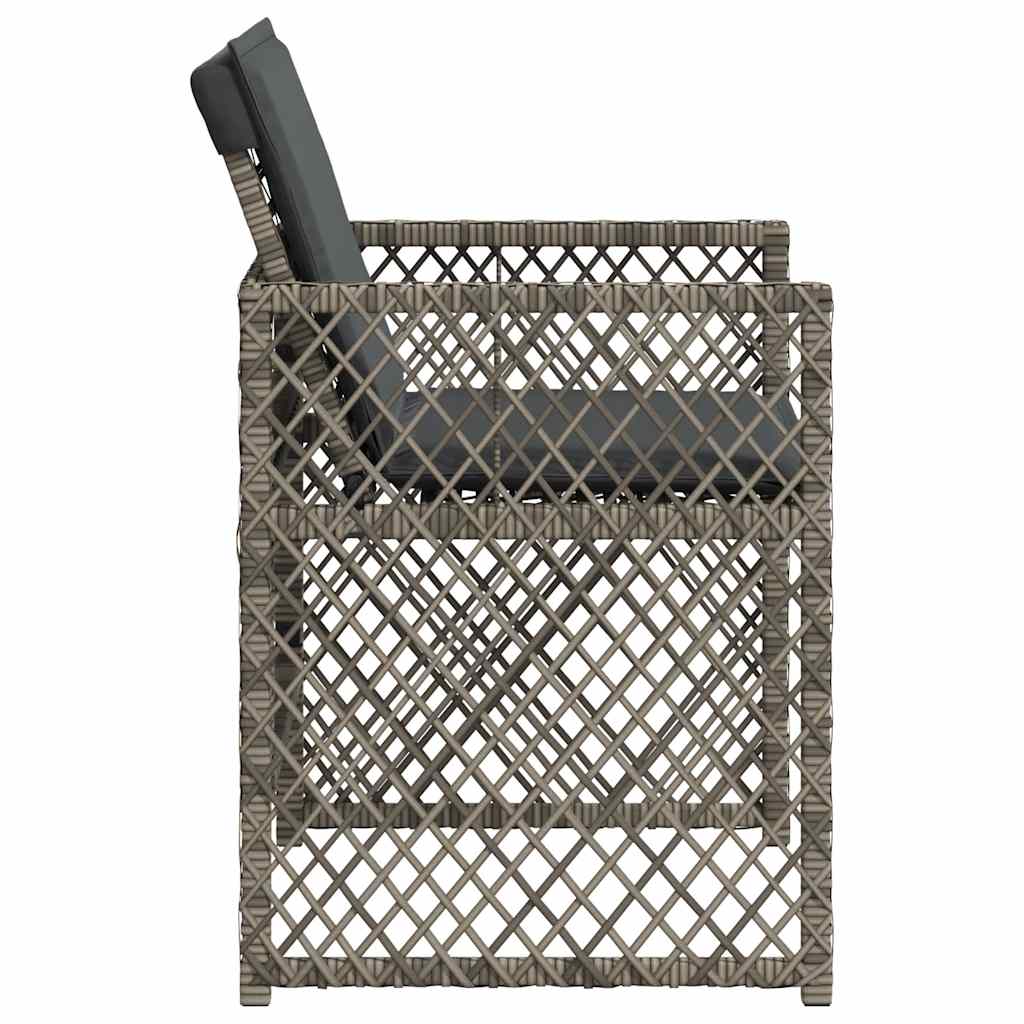vidaXL Gartenstühle mit Kissen 4 Stk. Grau Poly Rattan