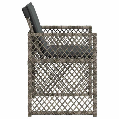 vidaXL Gartenstühle mit Kissen 4 Stk. Grau Poly Rattan