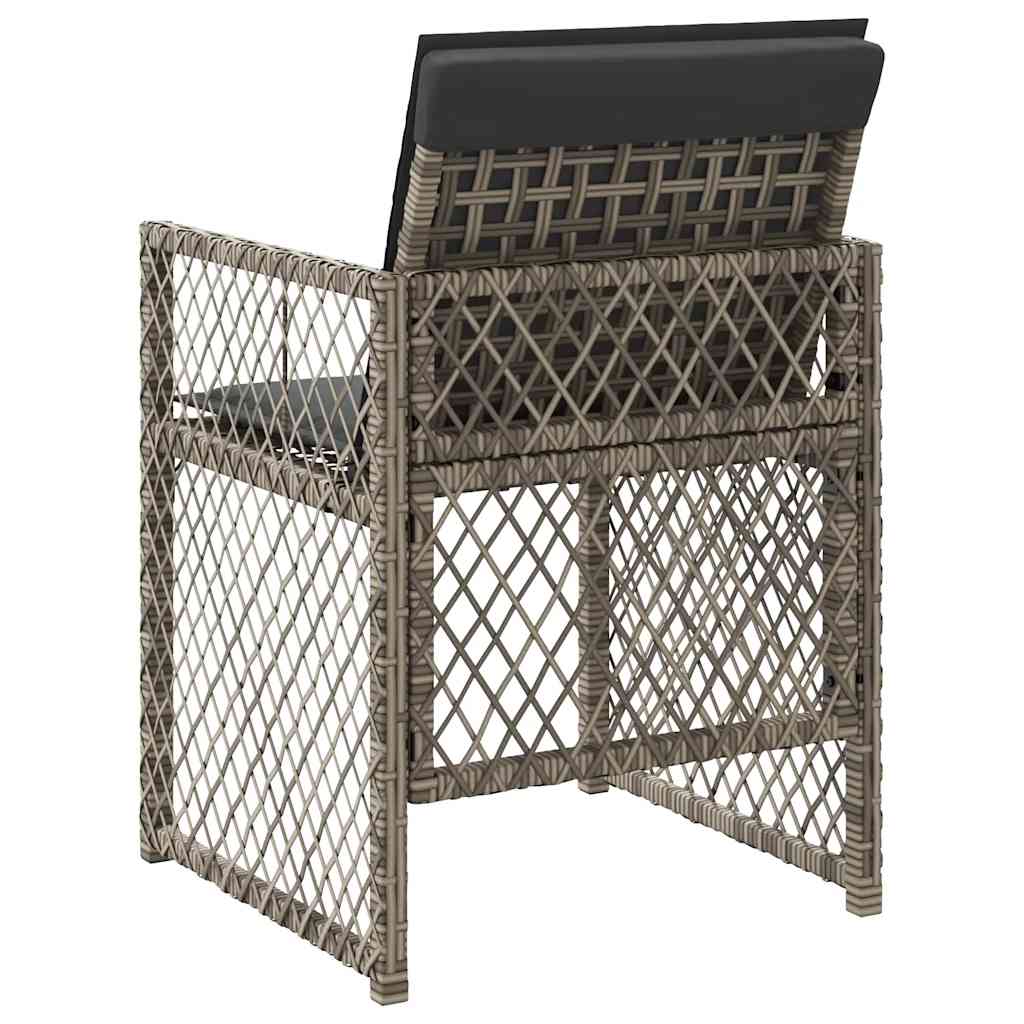 vidaXL Gartenstühle mit Kissen 4 Stk. Grau Poly Rattan