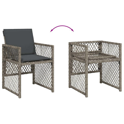vidaXL Gartenstühle mit Kissen 4 Stk. Grau Poly Rattan