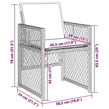 vidaXL Gartenstühle mit Kissen 4 Stk. Grau Poly Rattan